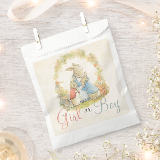 ヴィンテージ・ピーターザラビットジェンダーが男の子を明かす フェイバーバッグ (クリップ留めされた状態)