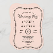 ヴィンテージ ピーチ アートデコ アニバーサリー パーティー 招待状 (正面/裏面)