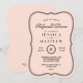 ヴィンテージ ピーチ アートデコ ウェディング リハーサル ディナー 招待状 (正面/裏面)