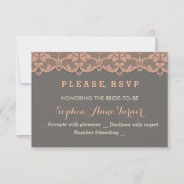 ヴィンテージ ピーチ グレー ラレース 結婚式 RSVP カスタム