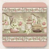 ヴィンテージ ピーチ ティー & ローズ コースター (正面)