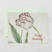 ヴィンテージ ファインアート 白と赤のチューリップの誕生日 ポストカード (正面/裏面)