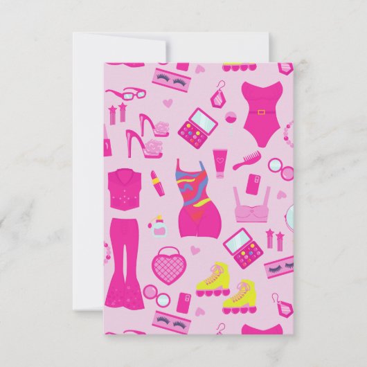 ヴィンテージ ファッション人形の服 1990年代 ピンク 招待状 (正面)