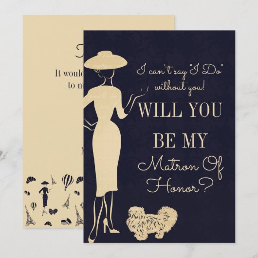 ヴィンテージ ファッション 私のマトロン オブ オナー カード (正面/裏面)