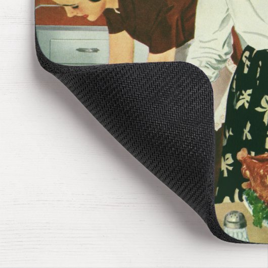 ヴィンテージ ファミリー クッキング サンクスギビング ディナー キッチン マウスパッド (コーナー)