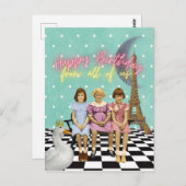 ヴィンテージ ファンキー グループ バースデー グリーティング ポストカード (正面/裏面)