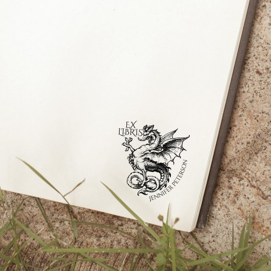 ヴィンテージ ファンタジー ドラゴン エクス リブリリス 図書館 本 ラバースタンプ