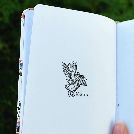 ヴィンテージ ファンタジー ドラゴン、図書館 Ex Libris ラバースタンプ