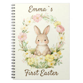 ヴィンテージ ファーストイースターバニー フローラルリース ノートブック
