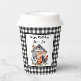 ヴィンテージ ファームハウススタイルのニワトリ 誕生日ペーパーカップ 紙コップ