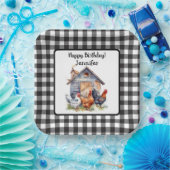 ヴィンテージ ファームハウススタイルの誕生日用紙皿 ペーパープレート (パーティー)