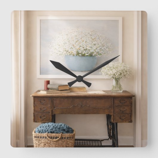 ヴィンテージ ファームハウス コテージコア ラスティック クロック (正面)