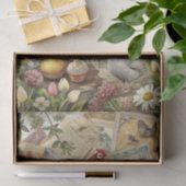 ヴィンテージ ファームハウス ニワトリと雄鳥のコラージュ 薄葉紙 (ギフト)