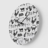 ヴィンテージ・ファーム・アニマルズ・コラ素朴ージュ  ラージ壁時計 (傾斜)