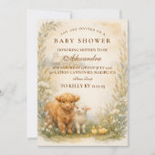 ヴィンテージ ファーム アニマルズ メドウ ベイビー シャワー 招待状 (正面)