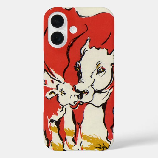 ヴィンテージ ファーム アニマル ホルスタイン母牛と子牛 Case-Mate iPhoneケース (裏面)