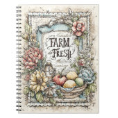 ヴィンテージ ファーム フレッシュ フルーツと野菜の模様 ノートブック (正面)