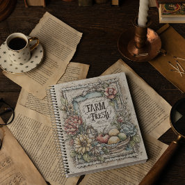 ヴィンテージ ファーム フレッシュ フルーツと野菜の模様 ノートブック