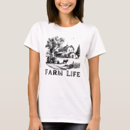 ヴィンテージ ファーム ライフ - 田舎の納屋とトラクター デザイン Tシャツ
