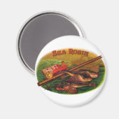 ヴィンテージ フィッシング ギア シガー ラベル アート, シー ロビン マグネット (正面/裏面)