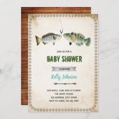 ヴィンテージ フィッシング シャワー バースデー 招待状 (正面/裏面)