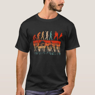 ヴィンテージ フィッシング ラバー スポーツ 人類の進化 レトロ Tシャツ