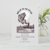 ヴィンテージ フィッシング レイク フィッシャーマン 50歳の誕生日 招待状 (スタンド正面)