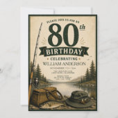 ヴィンテージ フィッシング 80歳の誕生日 招待状 (正面)