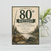 ヴィンテージ フィッシング 80歳の誕生日 招待状 (スタンド正面)