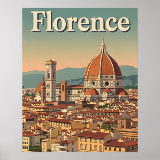 ヴィンテージ フィレンツェ 旅行 : レトロ イタリア ポスター (正面)
