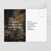 ヴィンテージ・フェアリーテイル・ゴールド・フォレスト・ユニコーン・ファンタジー ポストカード (裏面)