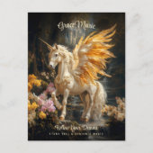 ヴィンテージ・フェアリーテイル・ゴールド・フォレスト・ユニコーン・ファンタジー ポストカード (正面)