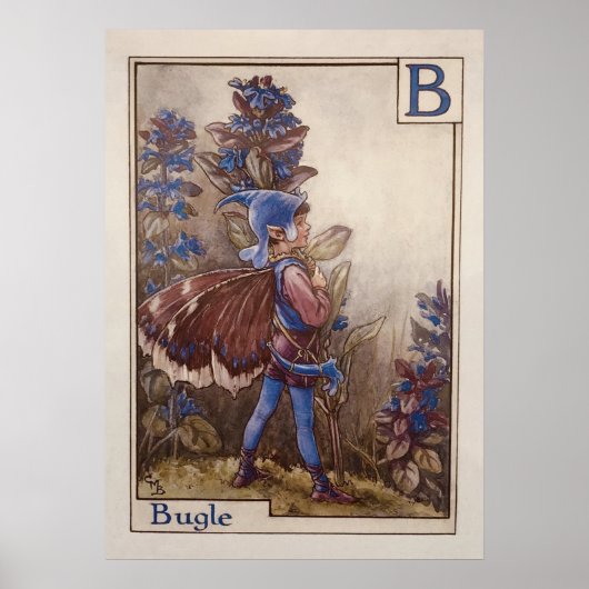 ヴィンテージ・フェアリー・アルファベット・ウォールアート - "B is for Bugle" ポスター (正面)