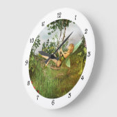 ヴィンテージ·フェアリー·オン·ア·スイング ラージ壁時計 (傾斜)