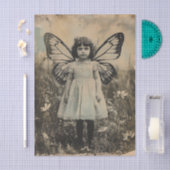 ヴィンテージ フェアリー ガール バタフライ ウィングス 薄葉紙 (クラフト)