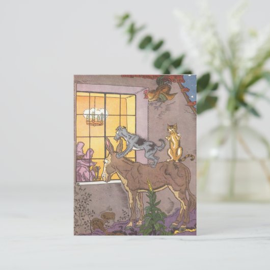 ヴィンテージ・フェアリー・テイル、ブレーメンの町音楽家、ハウマン ポストカード (スタンド正面)