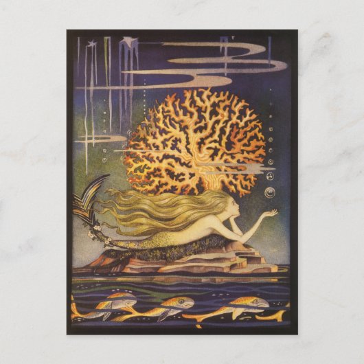 ヴィンテージ・フェアリー・テイル、リトル・マーメイドの海の珊瑚 ポストカード (正面)