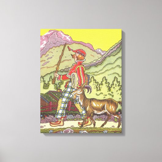 ヴィンテージ・フェアリー・テイル、少年と北風、ハウマン キャンバスプリント (正面)