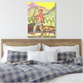 ヴィンテージ・フェアリー・テイル、少年と北風、ハウマン キャンバスプリント (インサイチュ (寝室))