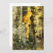 ヴィンテージ・フェアリー・テイル、長い金髪のラプンツェル 招待状 (正面/裏面)