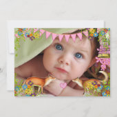 ヴィンテージ フォックス バンティング ガーデン ベイビー ガール アナウンスメント 案内状 (裏面)