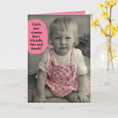 ヴィンテージ·フォト·ガールズがおもしろいと資金を手に入れたい カード (黄色い花)