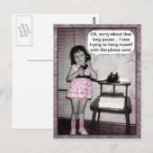 ヴィンテージ・フォト・テレホン・ガール・ユぶら下がったーモア ポストカード (正面/裏面)