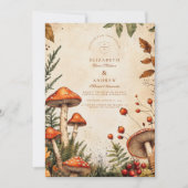 ヴィンテージ フォレスト キノコ ウェディング 招待状 (正面)