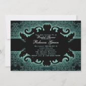 ヴィンテージ フォレスト ダマスク フローラル ティーカップ ティーパーティー 招待状 (裏面)