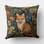 ヴィンテージ フォレスト フォックス ボタニカル フラワーズ ガーデン クッション (裏面)