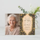 ヴィンテージ フォレスト フォリア フレーム 90歳の誕生日 招待状 (スタンド正面)