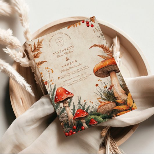 ヴィンテージ フォレスト フンギ ウェディング 招待状