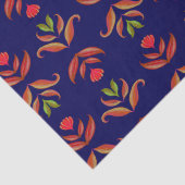 ヴィンテージ フォークアート フラワー コジー アンド ラスティック ネイビーブルー 薄葉紙 (詳細)