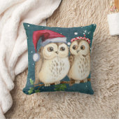 ヴィンテージ フクロウと冬のクリスマス クッション (ブランケット)